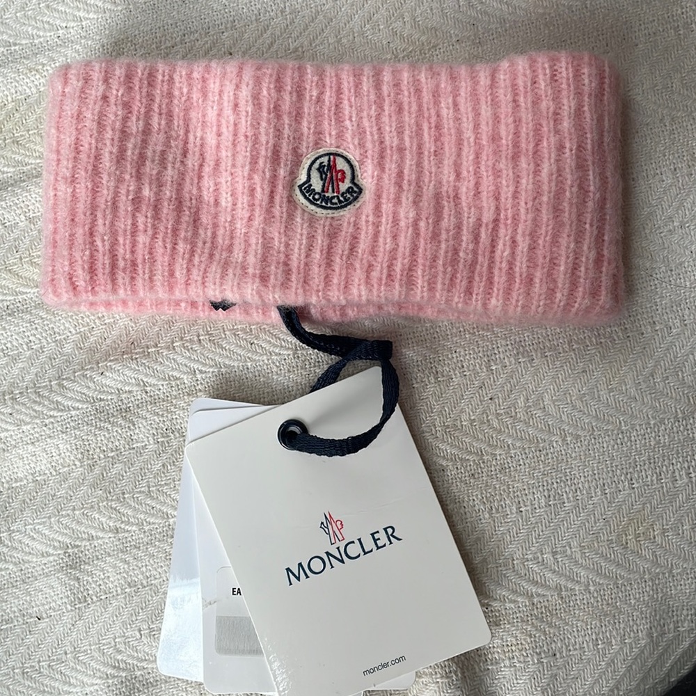 Moncler headband pink fuzzy